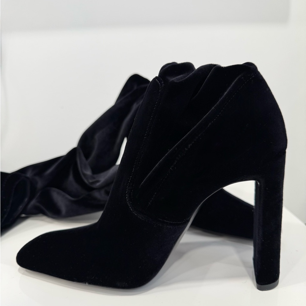 SAINT LAURENT Black Soft Velvet over-the-knee boots 105mm heel - Picture 11 of 15